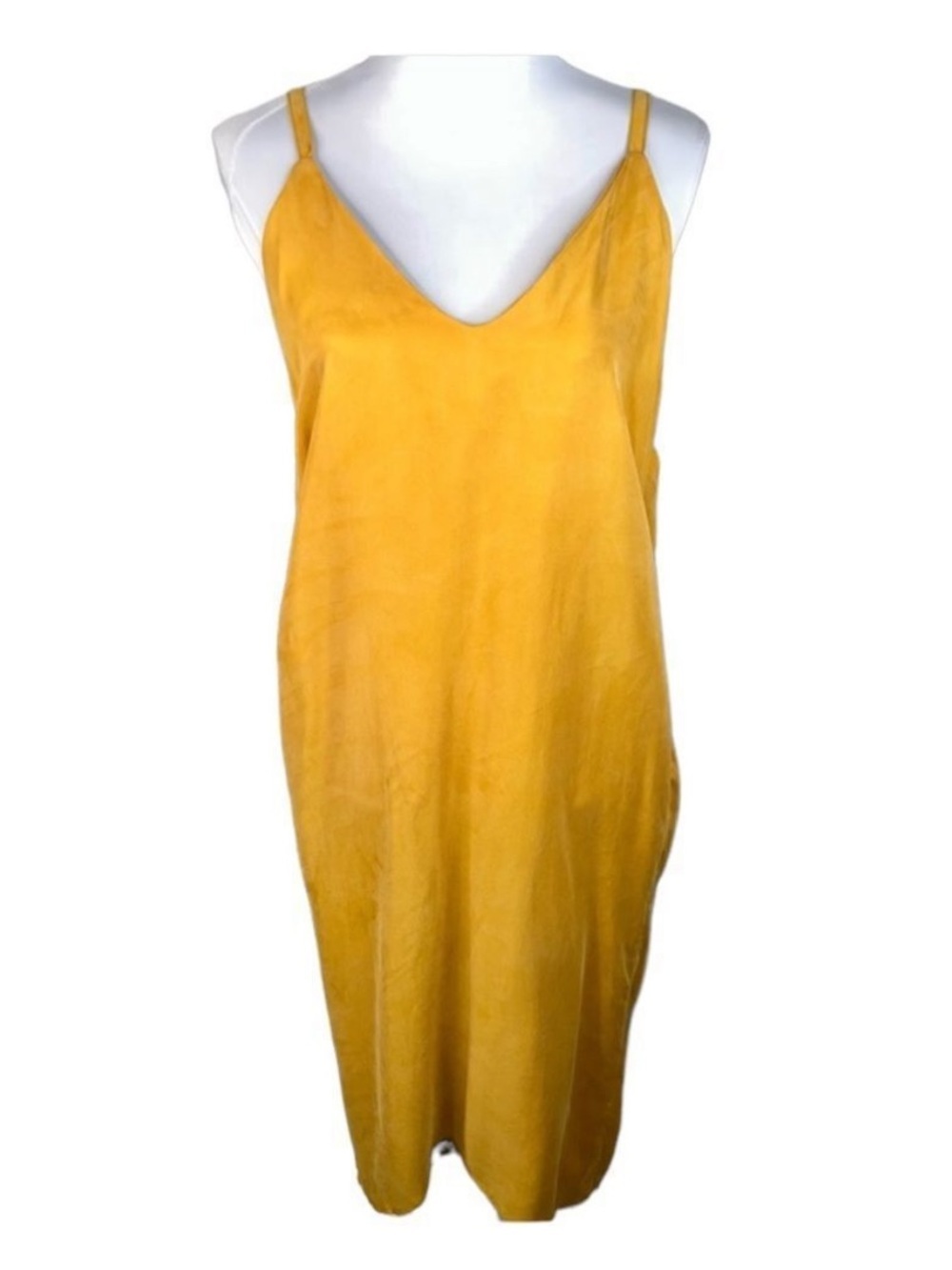 Lovestitch Cupro Halter Tie Back Dress Medium Mustard Gold Resort Vacation - Picture 11 of 14